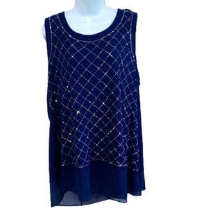 ---  Dark Blue and Sparkly Tank Top 2X